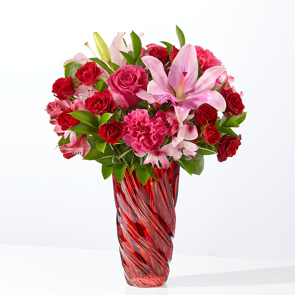 In Love Bouquet with Luxe Swirl Vase – Love Blossoms Florist, Lexington NC