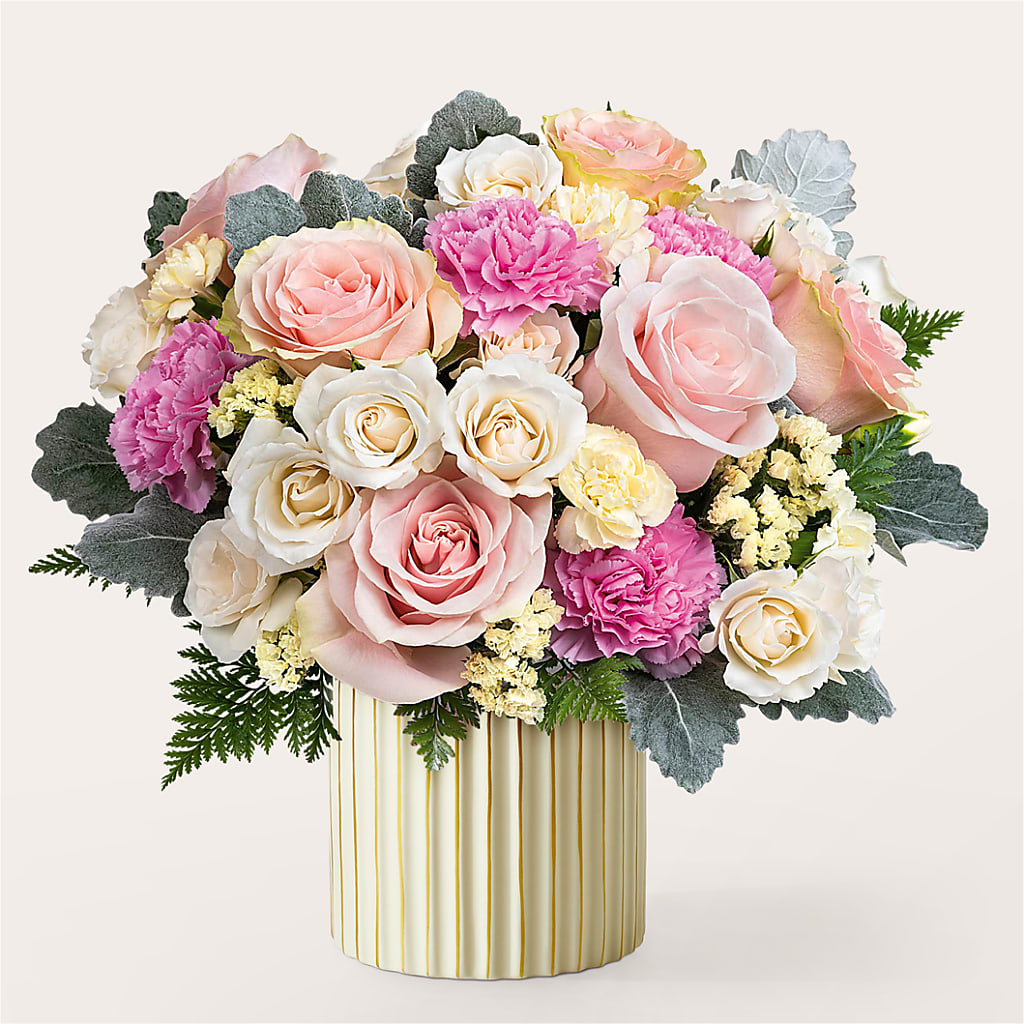 Blissful Moments Bouquet with Ivory Vase – Love Blossoms Florist, Lexington NC