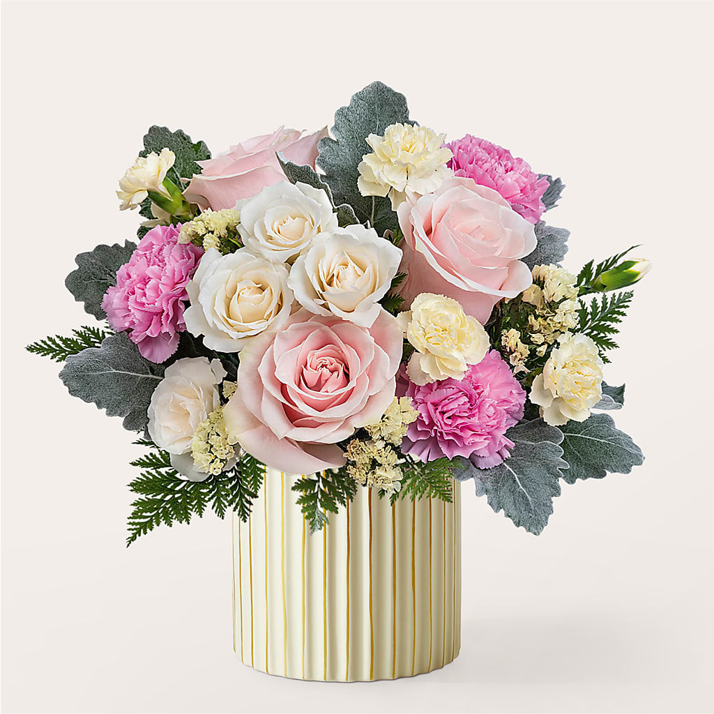 Blissful Moments Bouquet with Ivory Vase – Love Blossoms Florist, Lexington NC