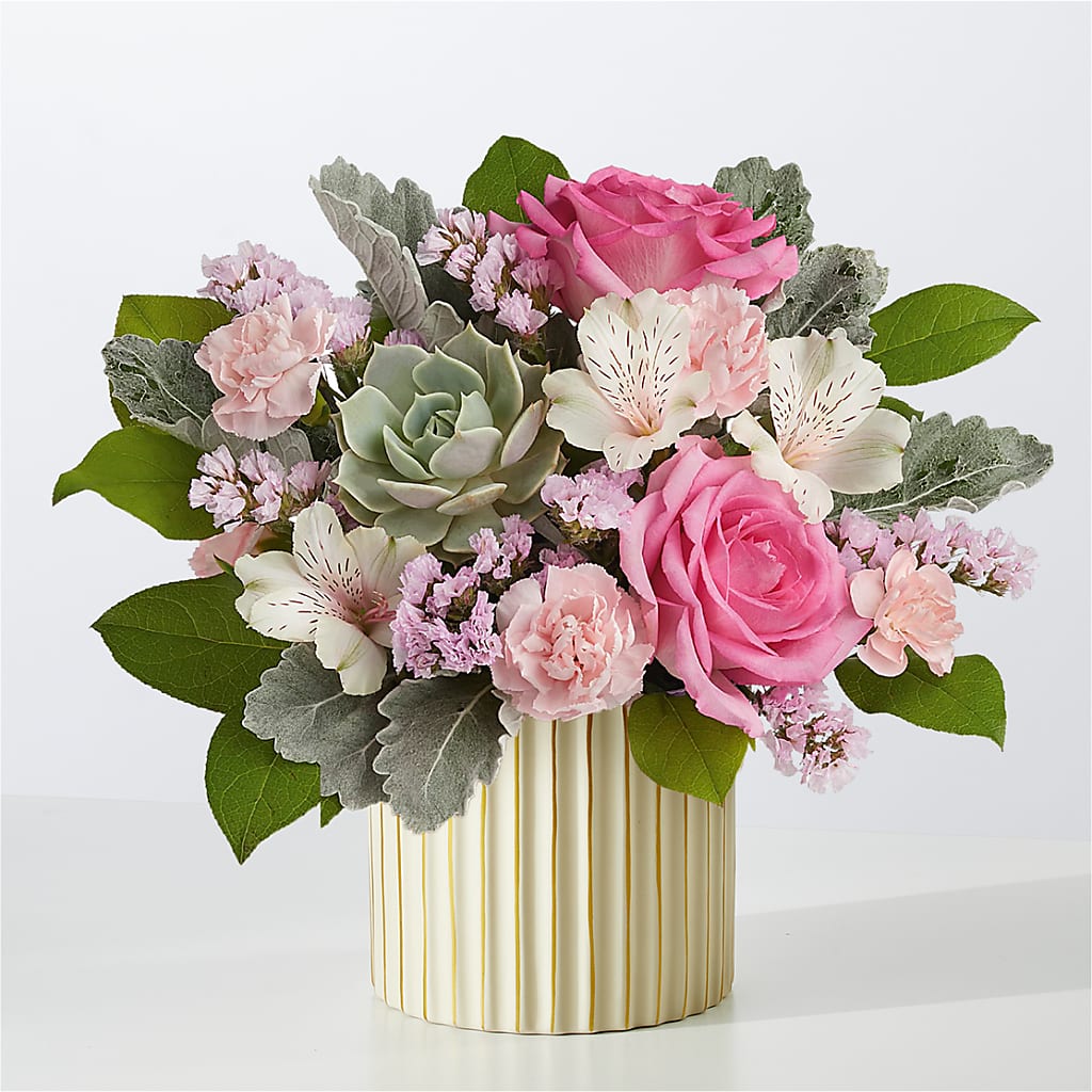 Dusty Rose Bouquet with Ivory Vase – Love Blossoms Florist, Lexington NC