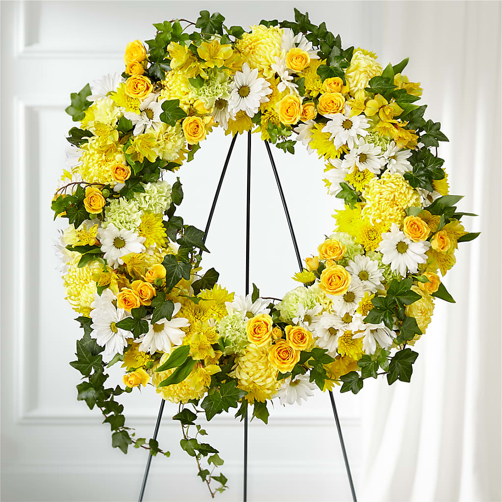 Golden Remembrance Wreath – Love Blossoms Florist, Lexington NC