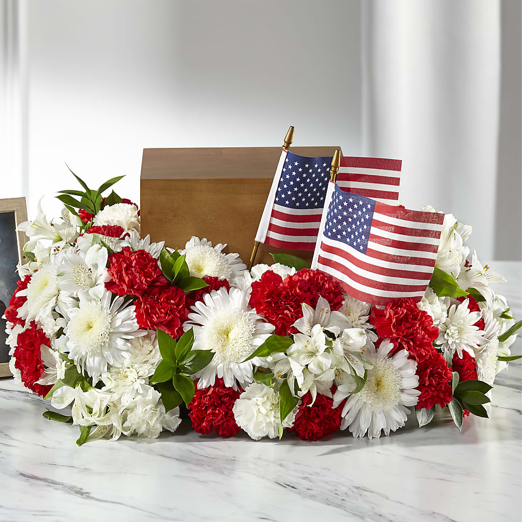 Spirit of Patriotism Cremation Adornment – Love Blossoms Florist, Lexington NC