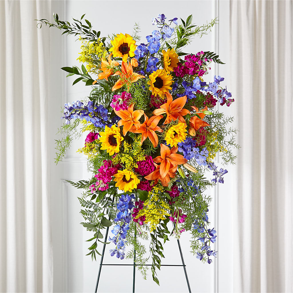 Sunlit Memories Standing Spray (Standard) – Love Blossoms Florist, Lexington NC
