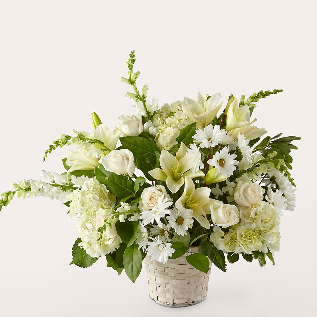 Ivory Elegance Floral Basket – Love Blossoms Florist, Lexington NC
