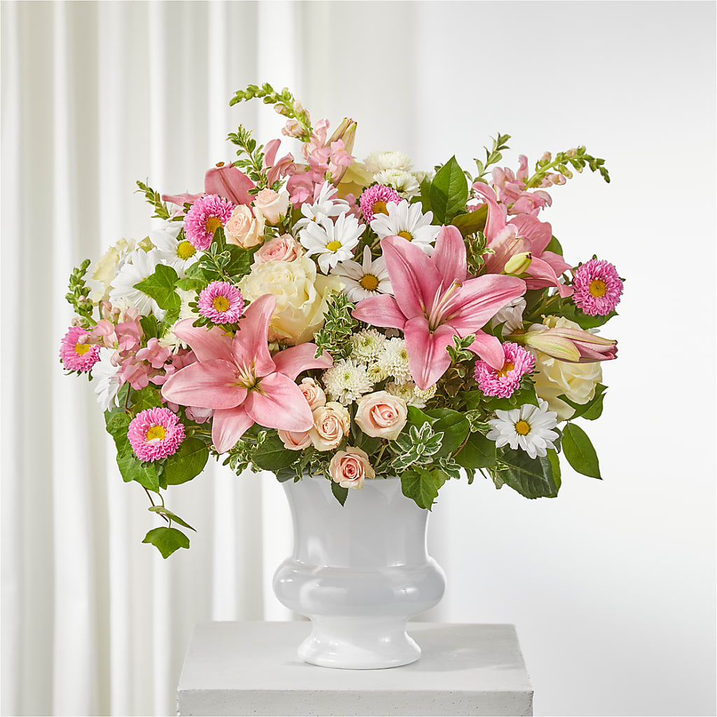 Empathetic Blooms Urn Arrangement – Love Blossoms Florist, Lexington NC