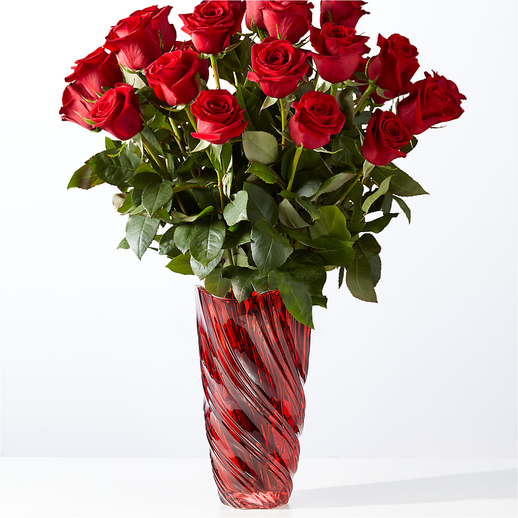 Classic Love Red Rose Bouquet with Luxe Swirl Vase – Love Blossoms Florist, Lexington NC