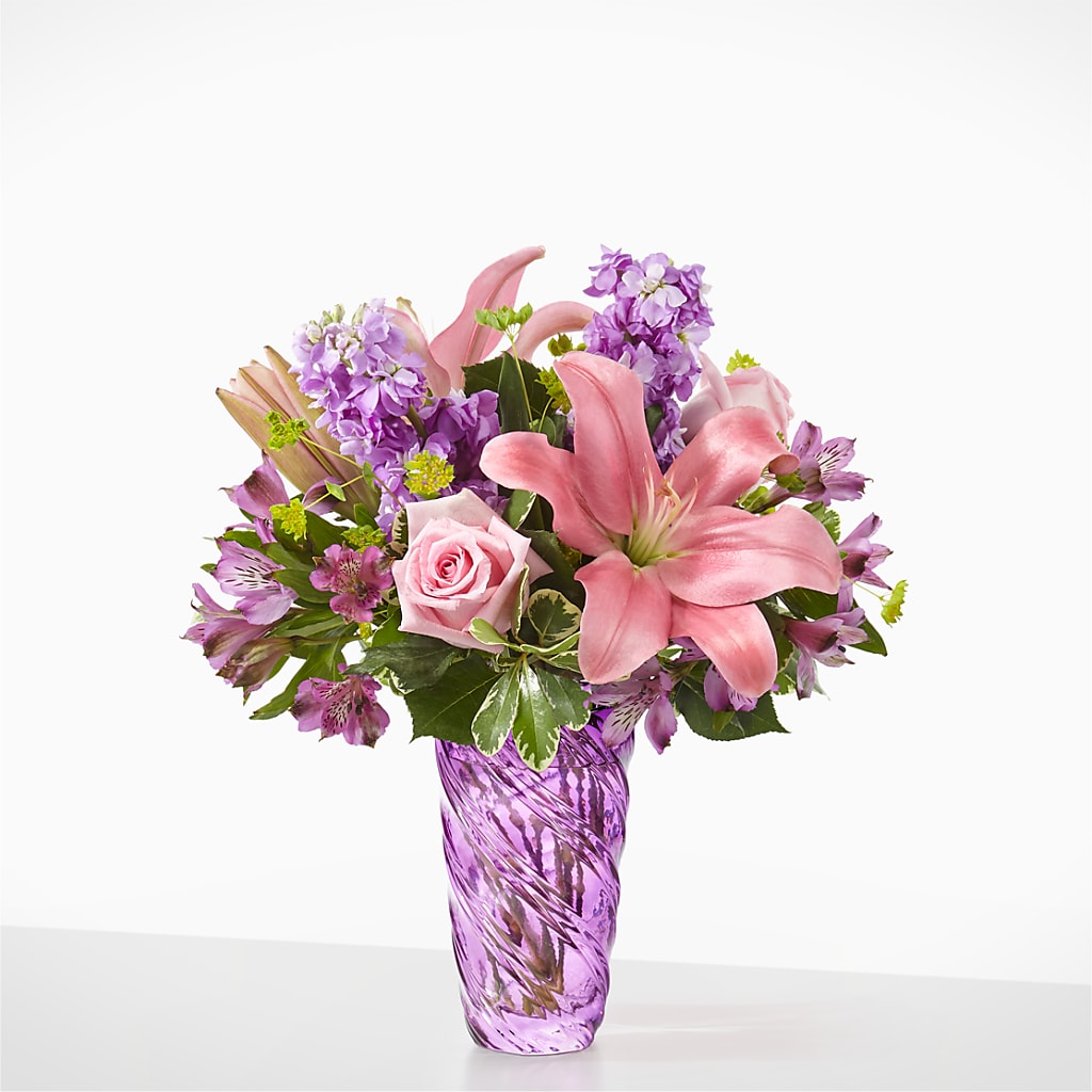 Precious Petals Bouquet with Luxe Swirl Vase – Love Blossoms Florist, Lexington NC