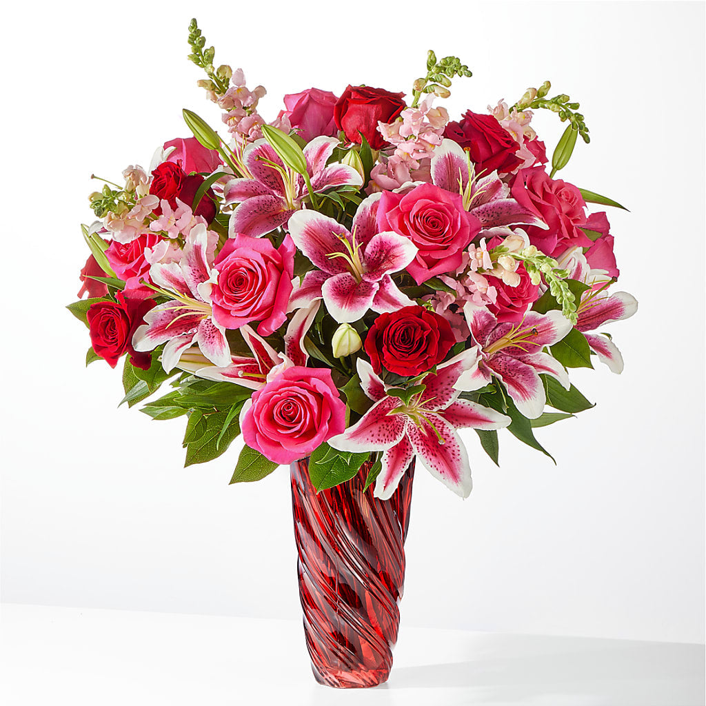 Always You Bouquet with Luxe Swirl Vase – Love Blossoms Florist, Lexington NC