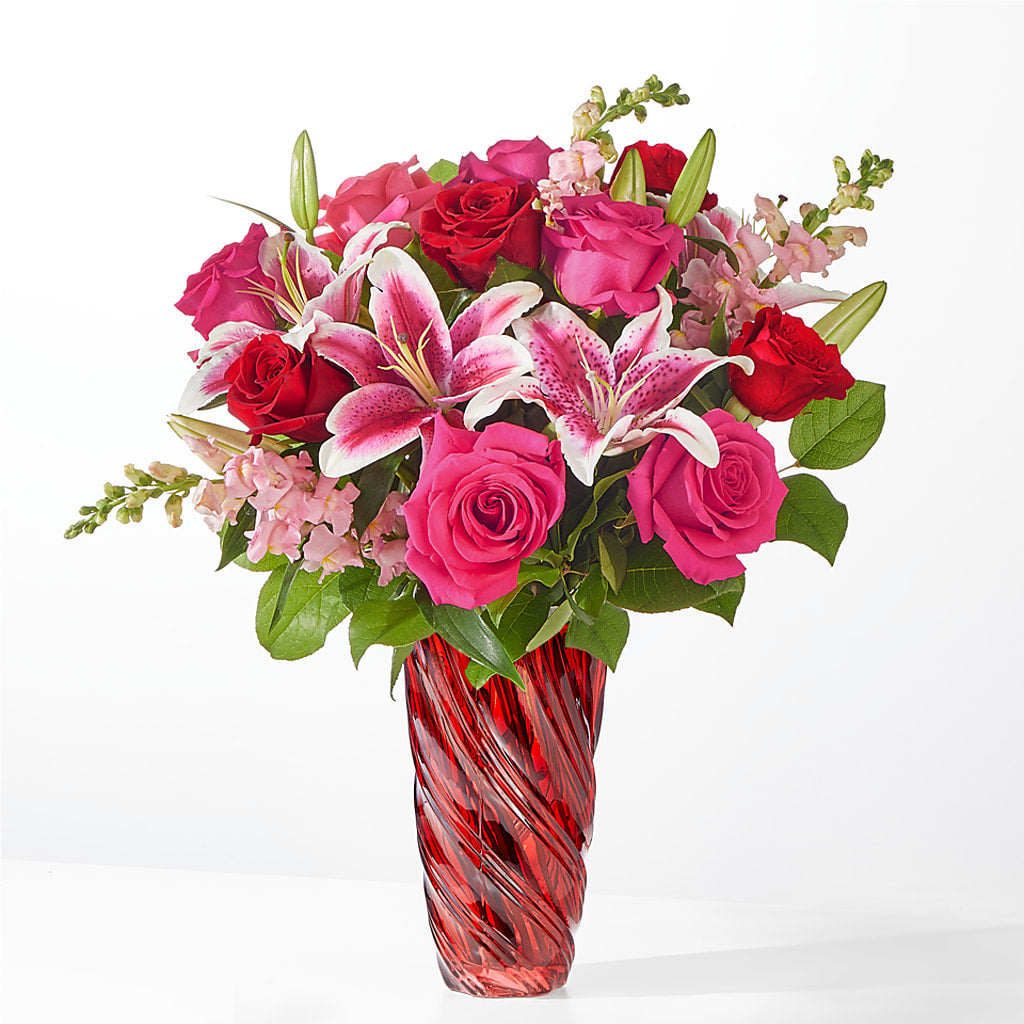 Always You Bouquet with Luxe Swirl Vase – Love Blossoms Florist, Lexington NC