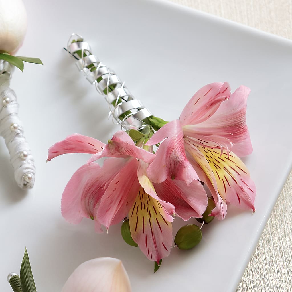 Pink Peruvian Lily Boutonniere – Love Blossoms Florist, Lexington NC