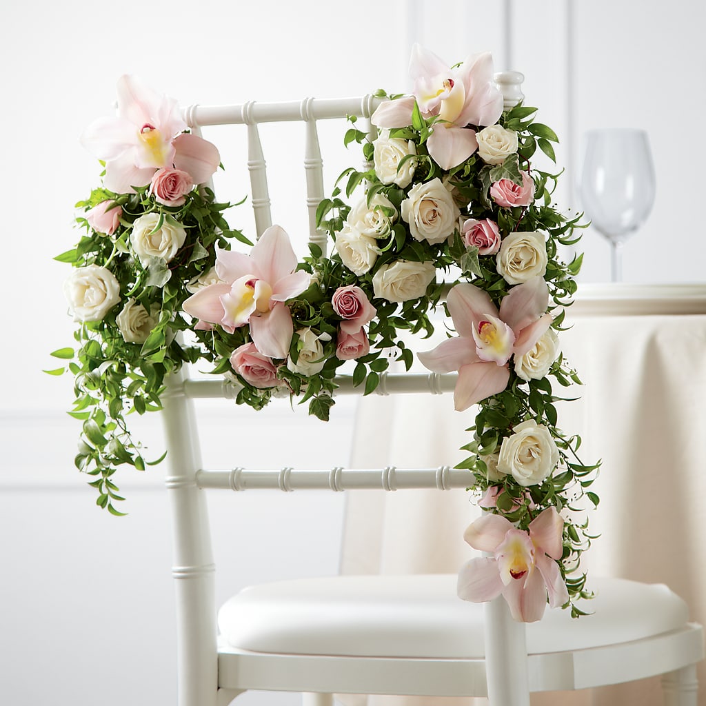 Orchid Rose Chair Décor – Love Blossoms Florist, Lexington NC