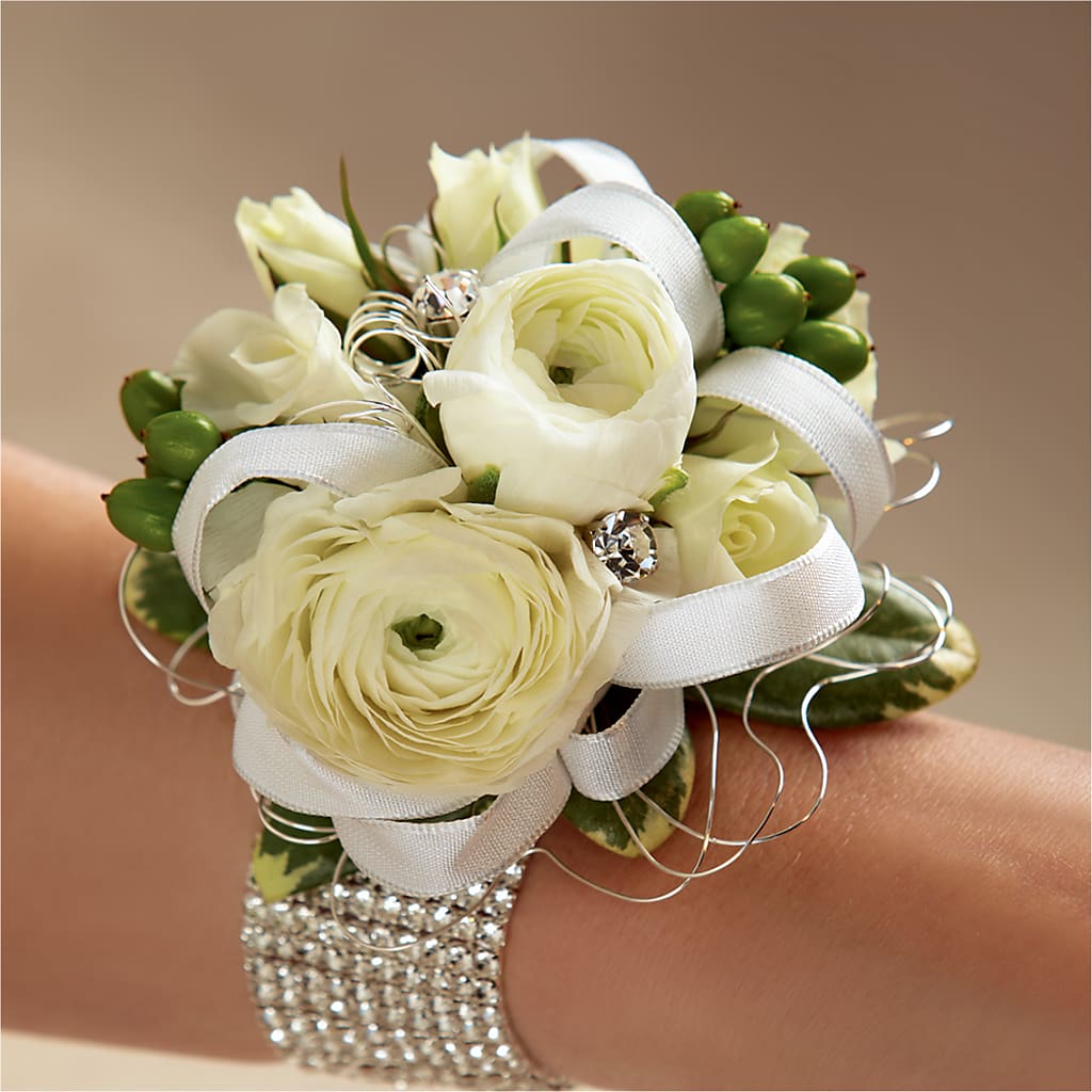 White Wedding Corsage – Love Blossoms Florist, Lexington NC