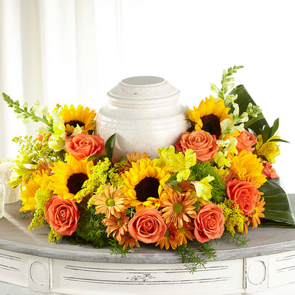 Faithful Sunflower Cremation Adornment –  Love Blossoms Florist, Lexington NC