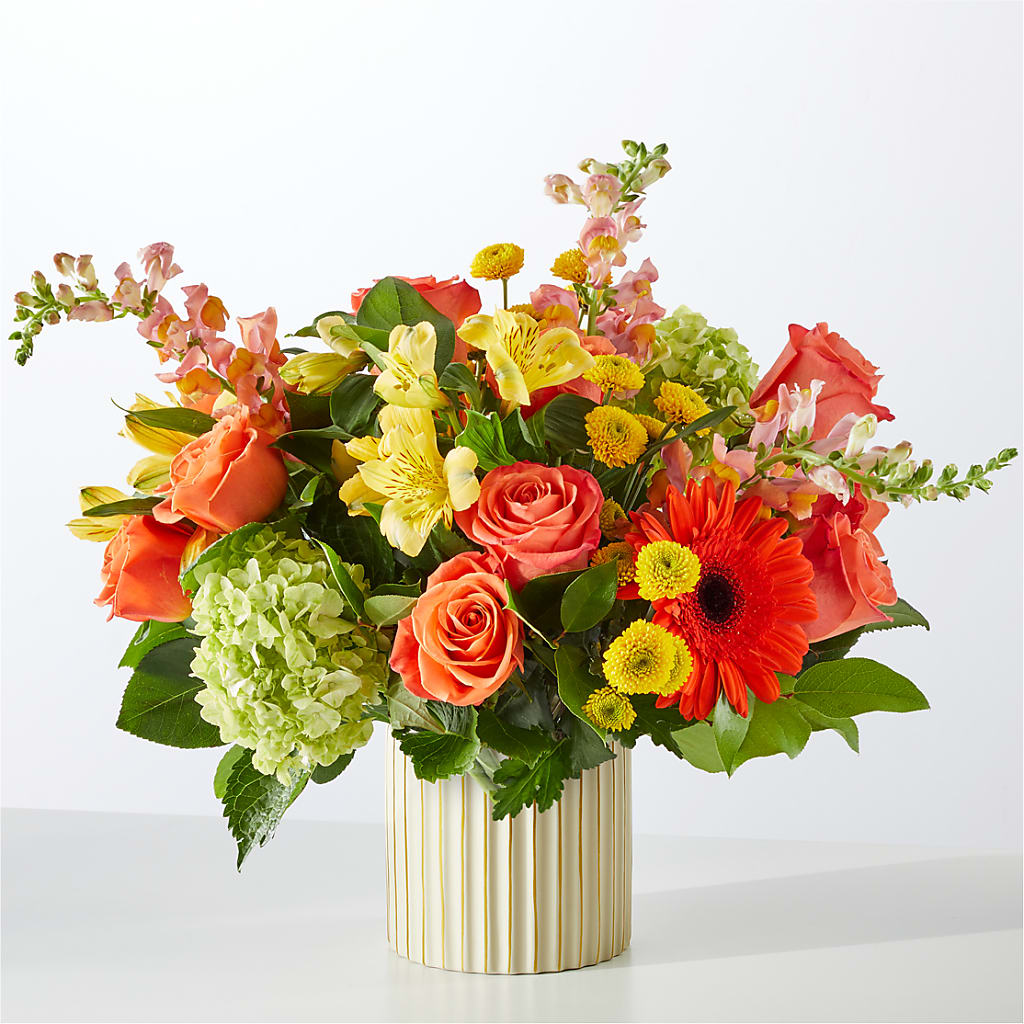 Autumn Sunshine Bouquet with Ivory Vase –  Love Blossoms Florist, Lexington NC