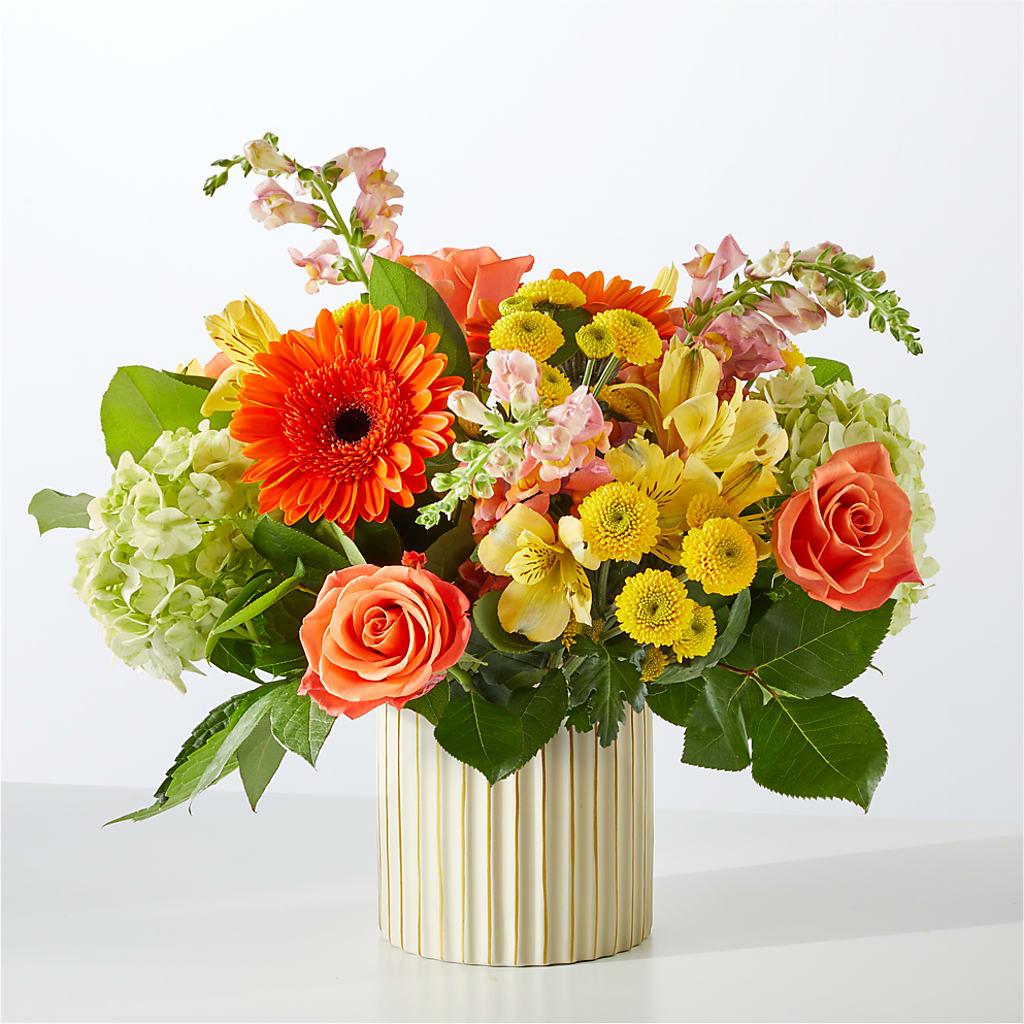 Autumn Sunshine Bouquet with Ivory Vase –  Love Blossoms Florist, Lexington NC