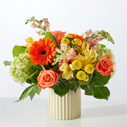 Autumn Sunshine Bouquet with Ivory Vase –  Love Blossoms Florist, Lexington NC