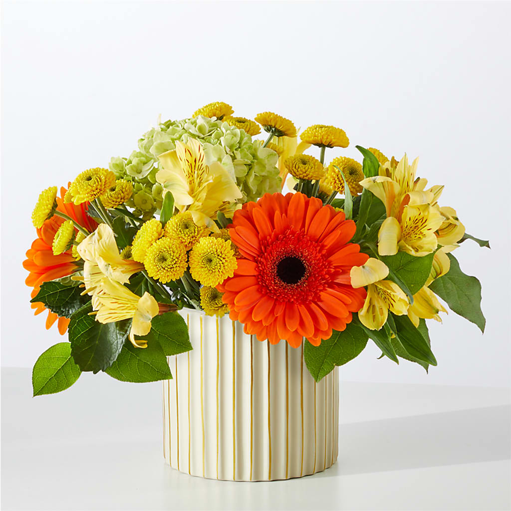 Autumn Sunshine Bouquet with Ivory Vase –  Love Blossoms Florist, Lexington NC
